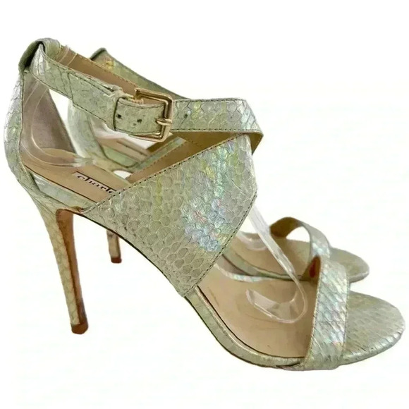 Charles David heels 7.5 green leather snake mermaidcore metallic formal prom - Picture 14 of 14